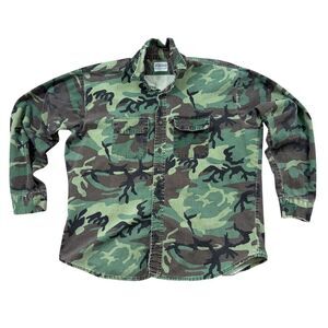 Vintage Five Brother Camo Flannel Shirt Made In USA XL Tall Woodland Camouflage